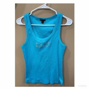 Bebe Sport Turquoise Blue Fitted Sleeveless Tank Top Size Large